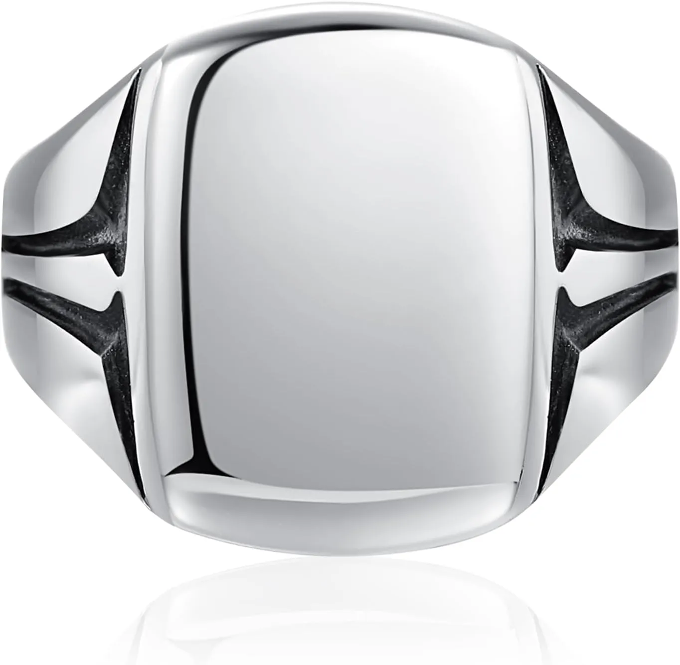 Customizable Name Signet Ring for Men 14K Gold Plated|925 Sterling Silver Mens Ring Classic Square Signet Engagement Ring Wedding Band for Men Polished Finish Width Band 10mm Size 7-12