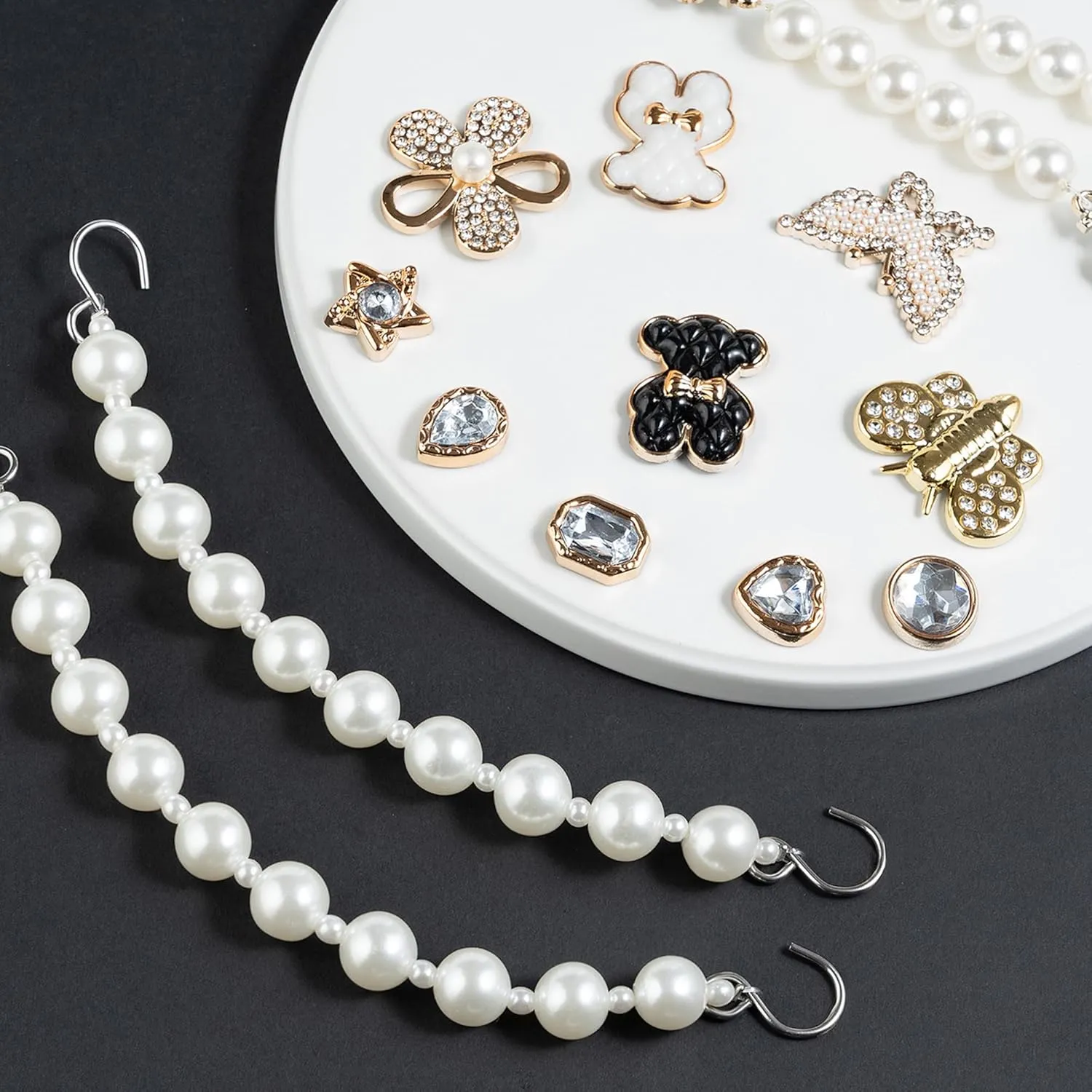 Cute Pearl Flower Shoe Charms for Girls, Luxury Jewelry Designer Charms for Women Pink