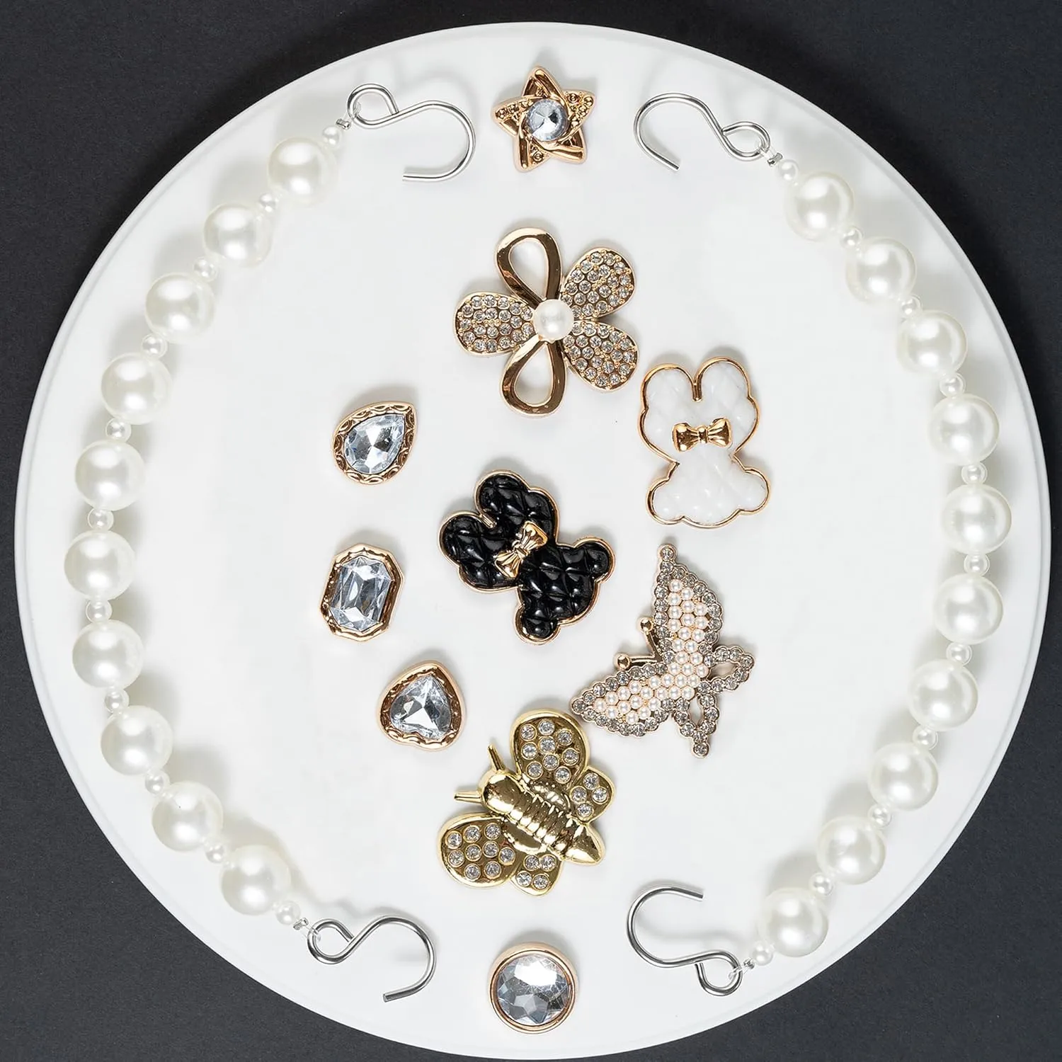 Cute Pearl Flower Shoe Charms for Girls, Luxury Jewelry Designer Charms for Women Pink