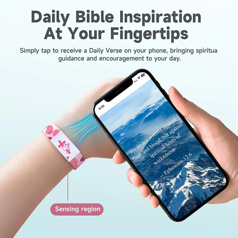 Daily Bible Verse Bracelet - Christian Faith bible bracelets with NFC Technology | Unique Devotional Gift for Believers | Share Love, Hope, and Faith,Spiritual Conversations Anytime Anywhere.