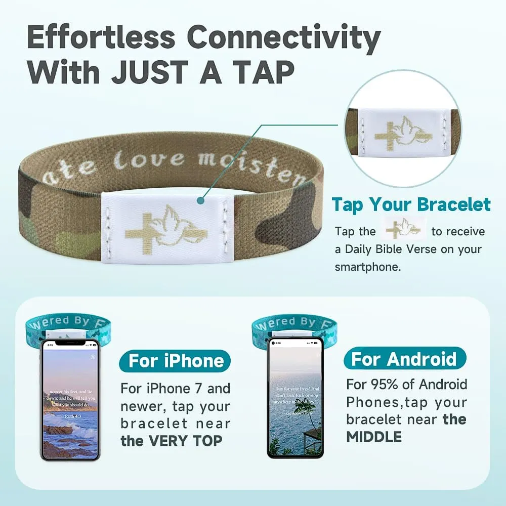 Daily Bible Verse Bracelet - Christian Faith bible bracelets with NFC Technology | Unique Devotional Gift for Believers | Share Love, Hope, and Faith,Spiritual Conversations Anytime Anywhere.