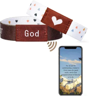 Daily Bible Verse Bracelet, NFC Christian Scripture Bracelet, Wearable Bible Verses Bracelets, Religious Bracelets for Inspirational Christian Gifts for Women, Men, Teens