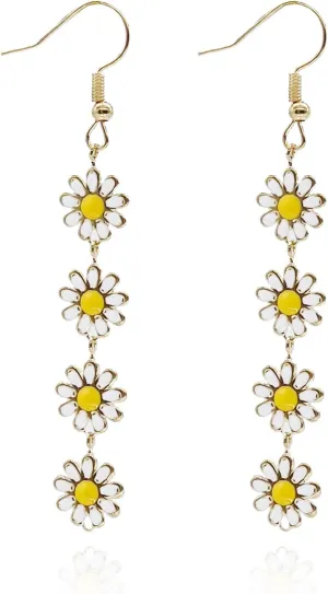 Daisy Flower Stud Earrings.Cute Chrysanthemum Dangle Earring Little Sun Flower Drop Earring for Women Jewelry