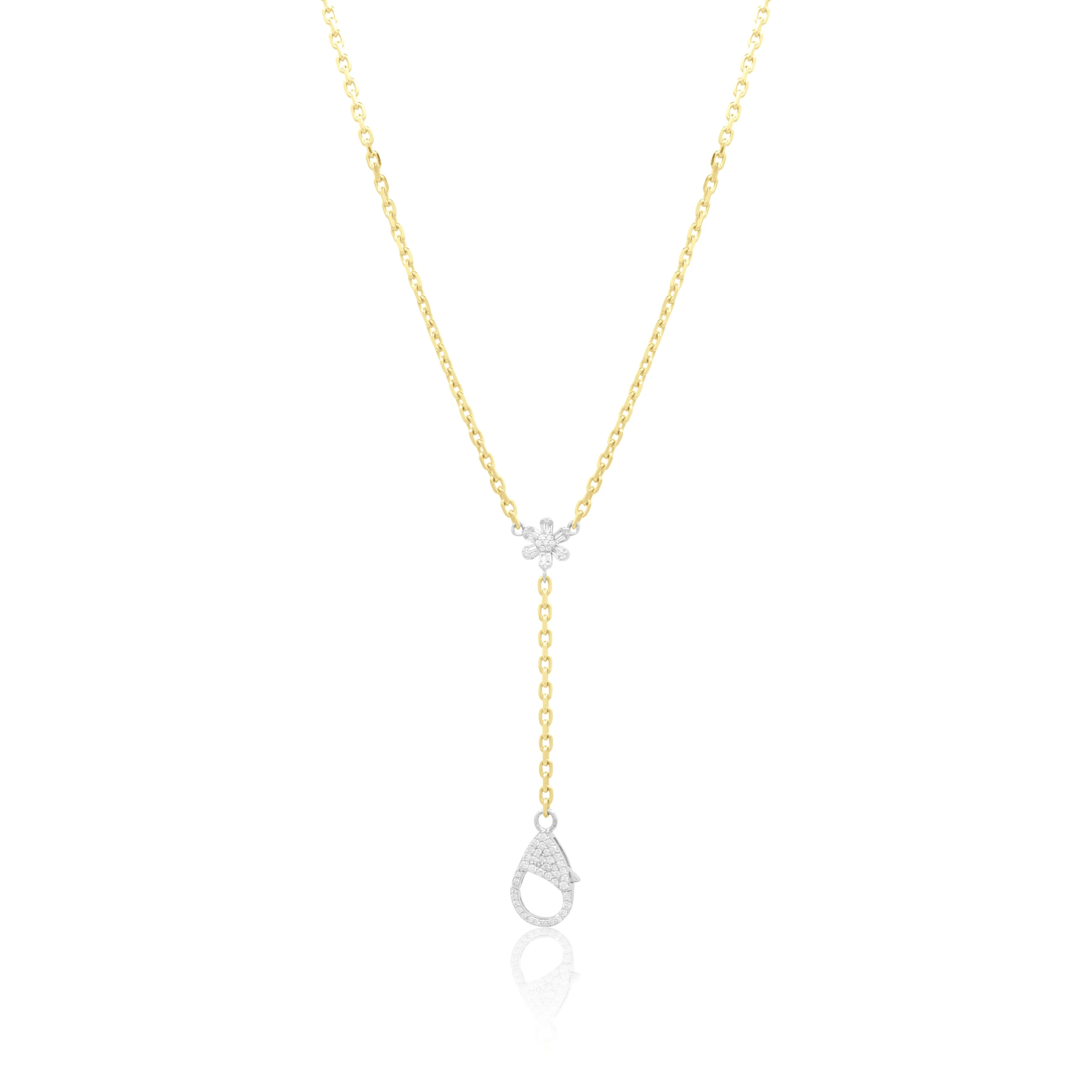 Diamond Flower Y Necklace