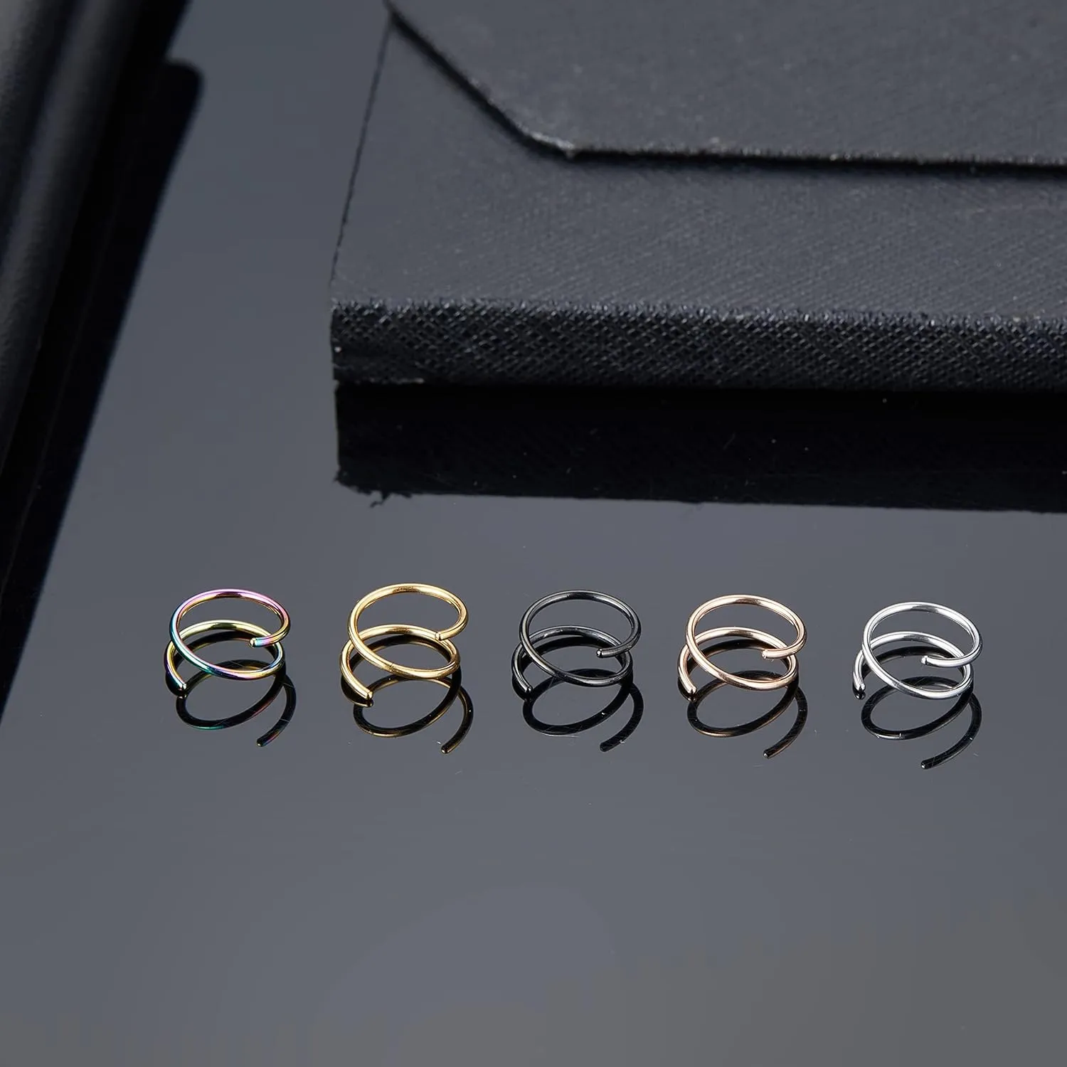 Double Nose Ring for Single Piercing, Twist Nose Ring Hoop For Women, Nostril Piercing Jewelry
