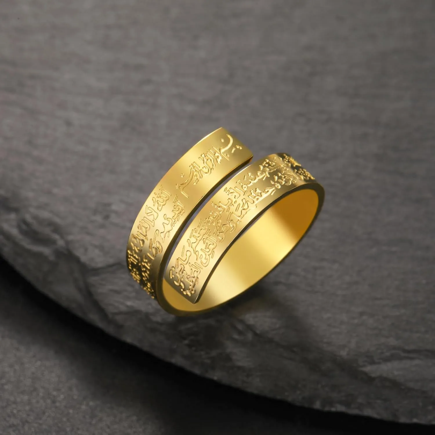Dreamtimes Islamic Ayatul Kursi Rings for Women Muslim Quran Allah Openable Rings Allah Ring Ayatul Kursi Arabic Calligraphy Rings for Men Islam Eid Ramadan Gifts