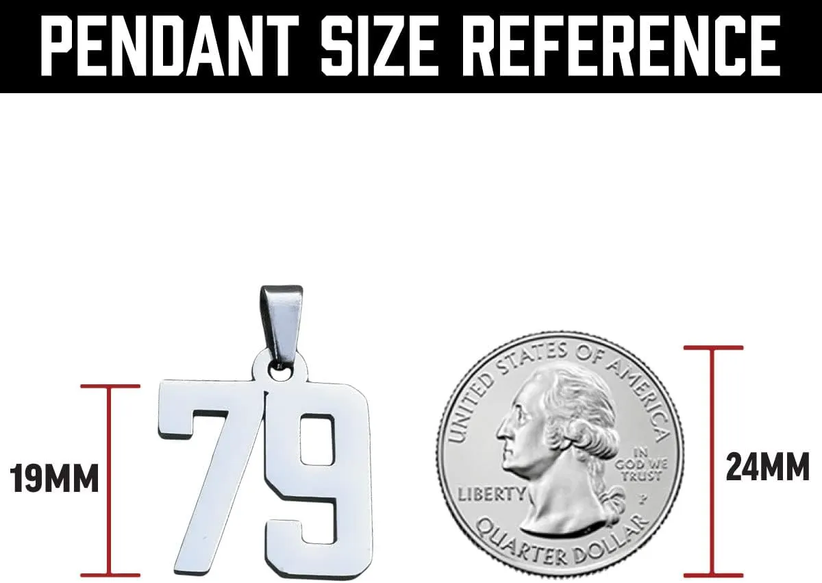 Elite Athletic Gear 00-99 Custom Number Pendant With Chain Necklace - Stainless Steel