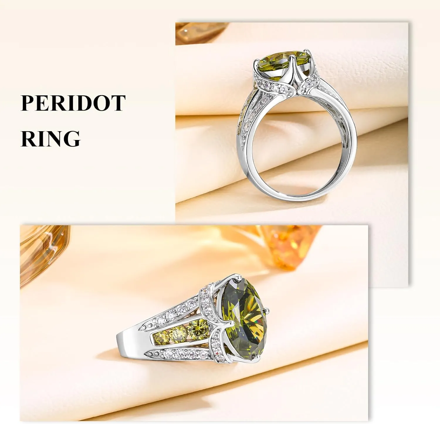 Emerald/Sapphire/Ruby/Tourmaline Rings for Women, 925 Sterling Silver Gemstone Engagement Anniversary Ring Big 6.5-8.5 Carat Birthstone Ring, Size 6 to 10 (Send Gift Box)