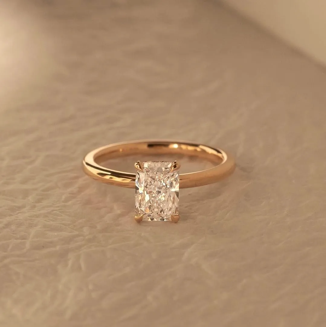 Engagement Rings for Women 14K Gold Plated Rectangle Cubic Zirconia Ring Dainty Gold Promise Ring Wedding Band Rings for Women Trendy Gold Jewelry
