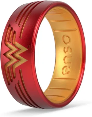 Enso Rings DC Comics Collection - Etched Silicone Ring - Comfortable, Breathable, and Safe - Batman, Superman, The Flash, and Wonder Woman