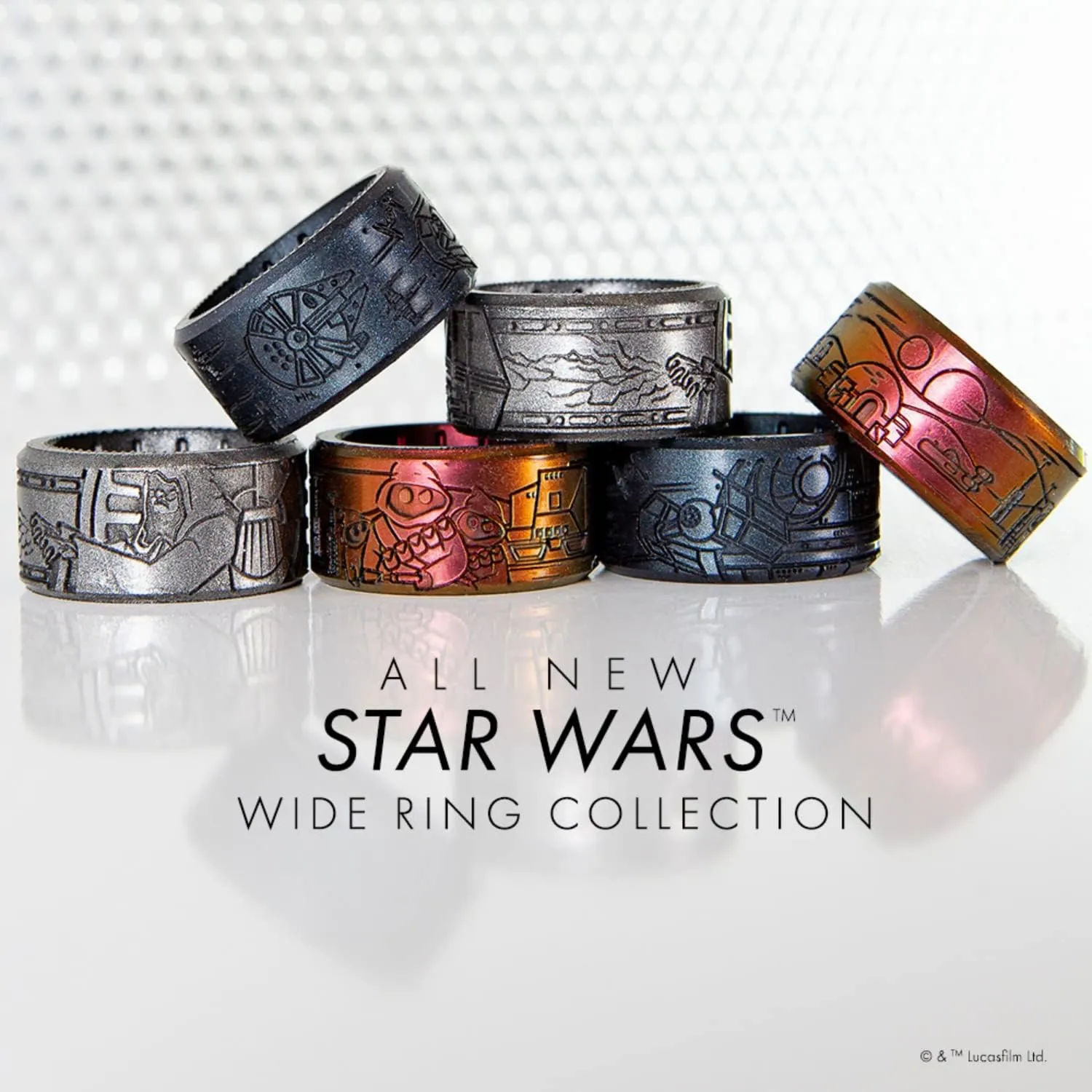 Enso Rings Star Wars Marquee Silicone Rings, Wide Ring Collection, Comfortable and Flexible Design