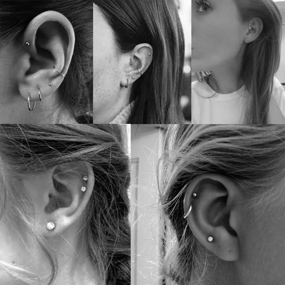 EPIRORA Sterling Silver Stud Earrings for Women- 2 Pairs of Small Cartilage Tragus Stud Earrings Set, 2mm Tiny Cubic Zirconia Earrings Round Ball Earrings & Pearl Earrings