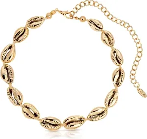 Ettika Gold Necklaces, Choker Necklace for Women. Golden Cowrie Shell In 18k Gold Plated. Birthday Gifts For Women, Jewelry