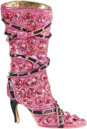 EVER FAITH Lady High-Heel Brooch Pink Austrian Crystal Shoe Boot