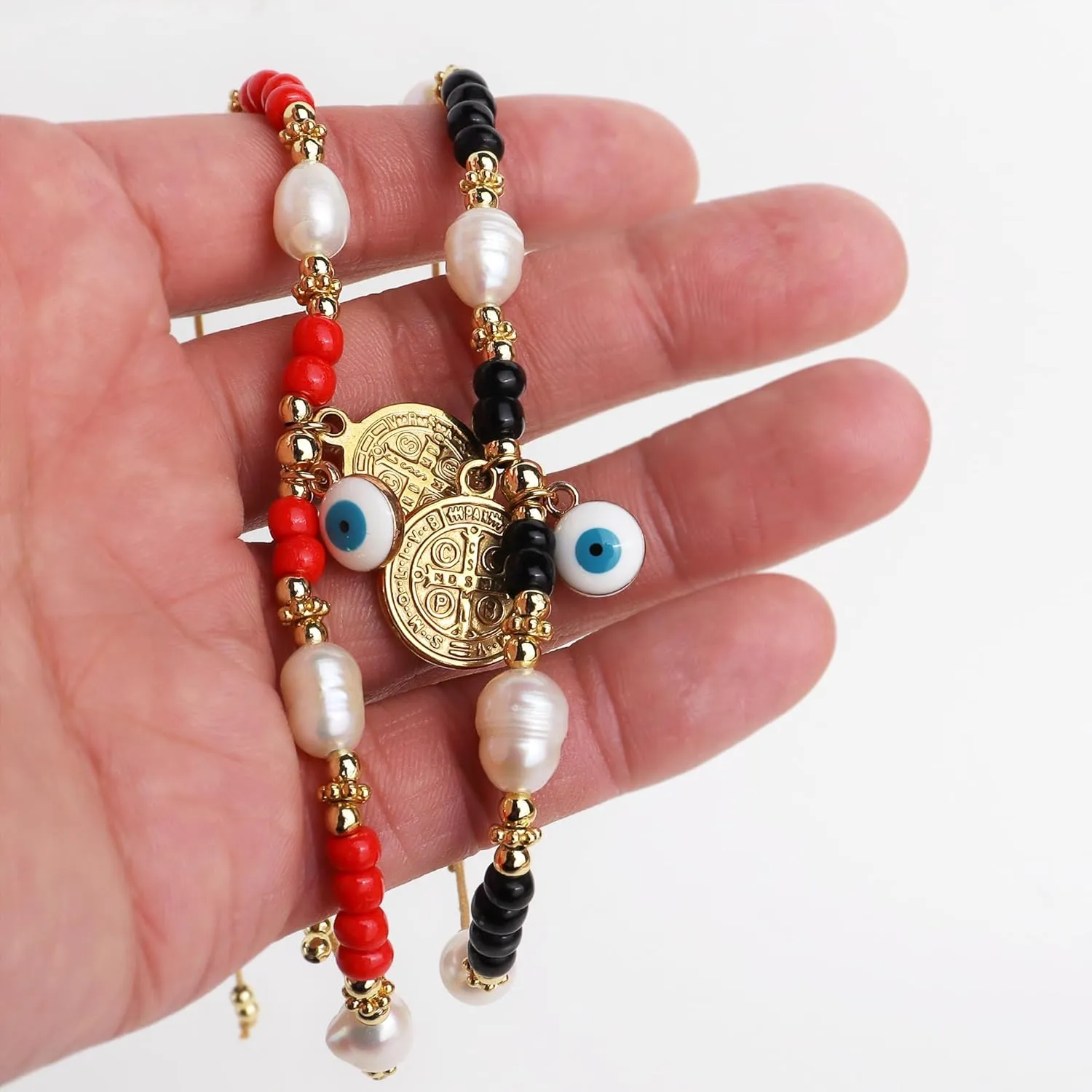 Evil Eye Protection Bead Bracelets for Women Girls, Handmade String Beaded Bracelet Adjustable Jewelry Gifts
