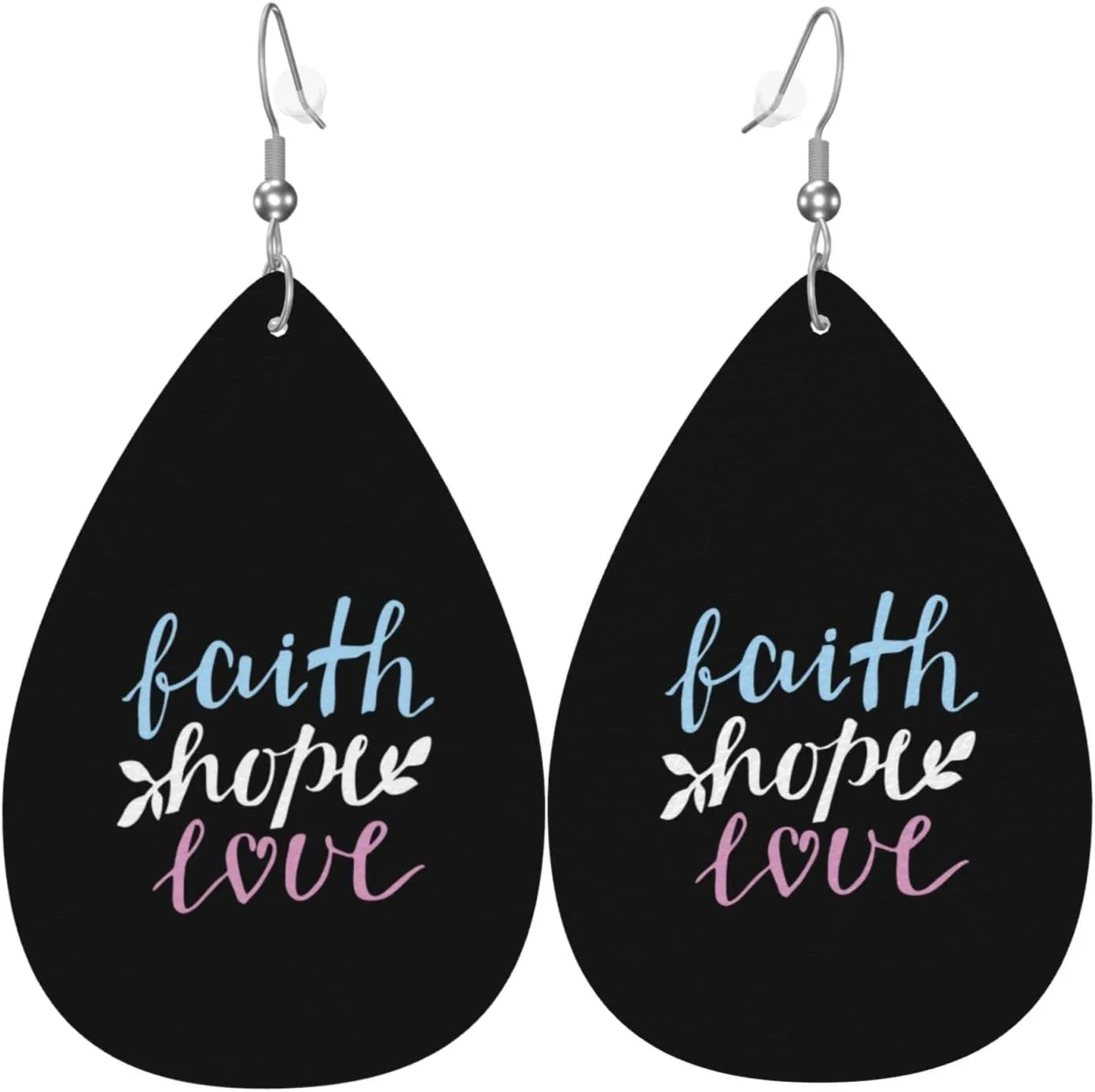Faith Hope Love Christian Earrings For Women Lightweight Teardrop Dangle Earrings Fashion Faux Leather Earrings
