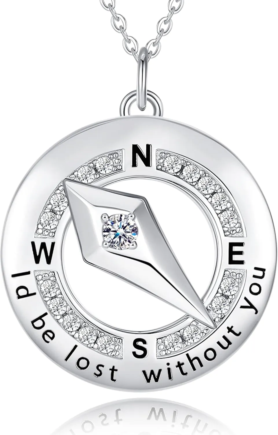 FANCIME Sterling Silver Compass Birthstone Necklaces Fine Jewelry Anniversary Birthday Gifts for Women Her Wife Girlfriend