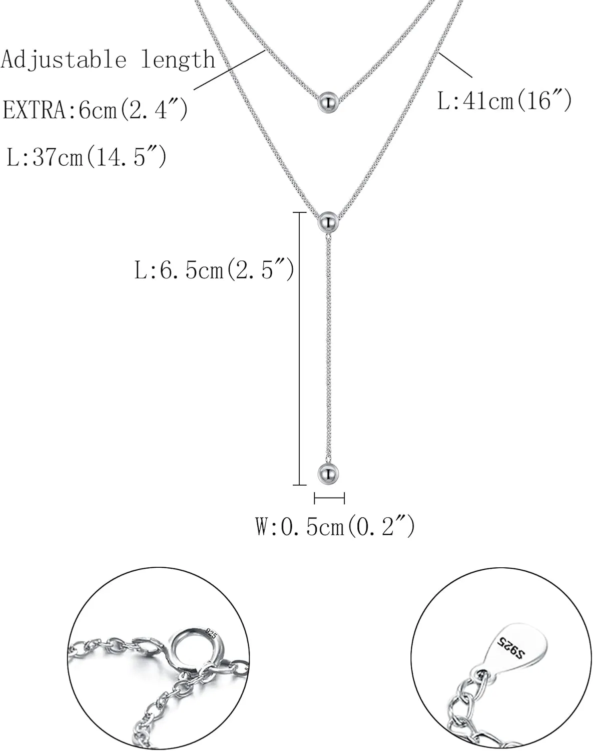 FANZE 925 Steling Sliver Necklace for Women,Star Knot Ball Layered Y Necklace Sweater Women Jewelry Gift for Holiday Festival