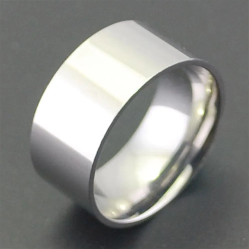 Fashion Month Men Women 10mm Wide Stainless Steel Ring Silver Rose 18k Gold Big Cool Band Polished Flat Top Comfort Fit