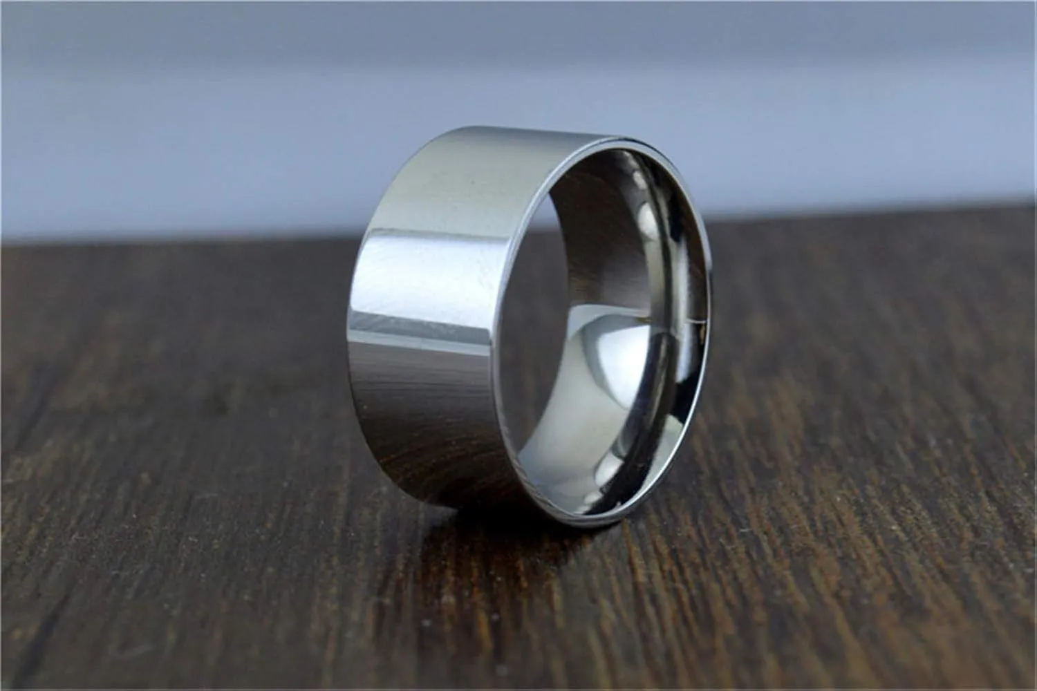 Fashion Month Men Women 10mm Wide Stainless Steel Ring Silver Rose 18k Gold Big Cool Band Polished Flat Top Comfort Fit