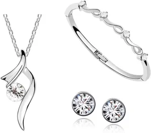 Fashion Simple Necklace Earrings Set Bracelets Jewelry Crystal Pendant for Women Lady Wife Wedding Birthday Party Prom