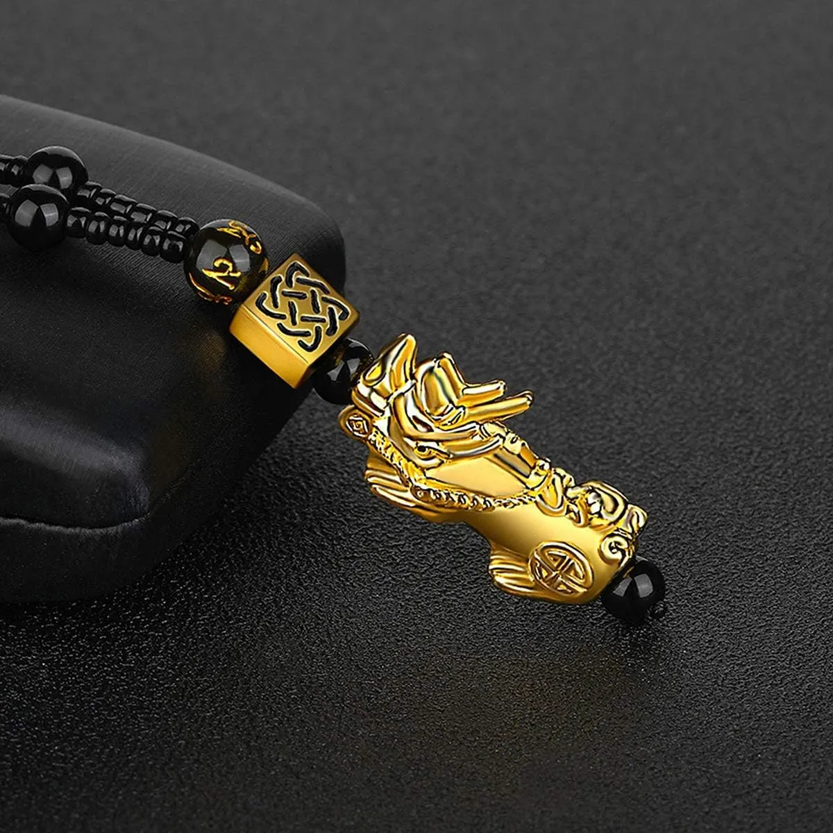 Feng Shui Bracelets for Women Men- 12mm Obsidian Aquamarine Wealth Success Pi Xiu Good Luck Bracelets Necklace Set, Christmas Birthday Gifts for Women Men