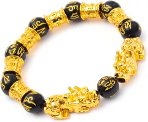 Feng Shui Bracelets for Women Men- 12mm Obsidian Aquamarine Wealth Success Pi Xiu Good Luck Bracelets Necklace Set, Christmas Birthday Gifts for Women Men