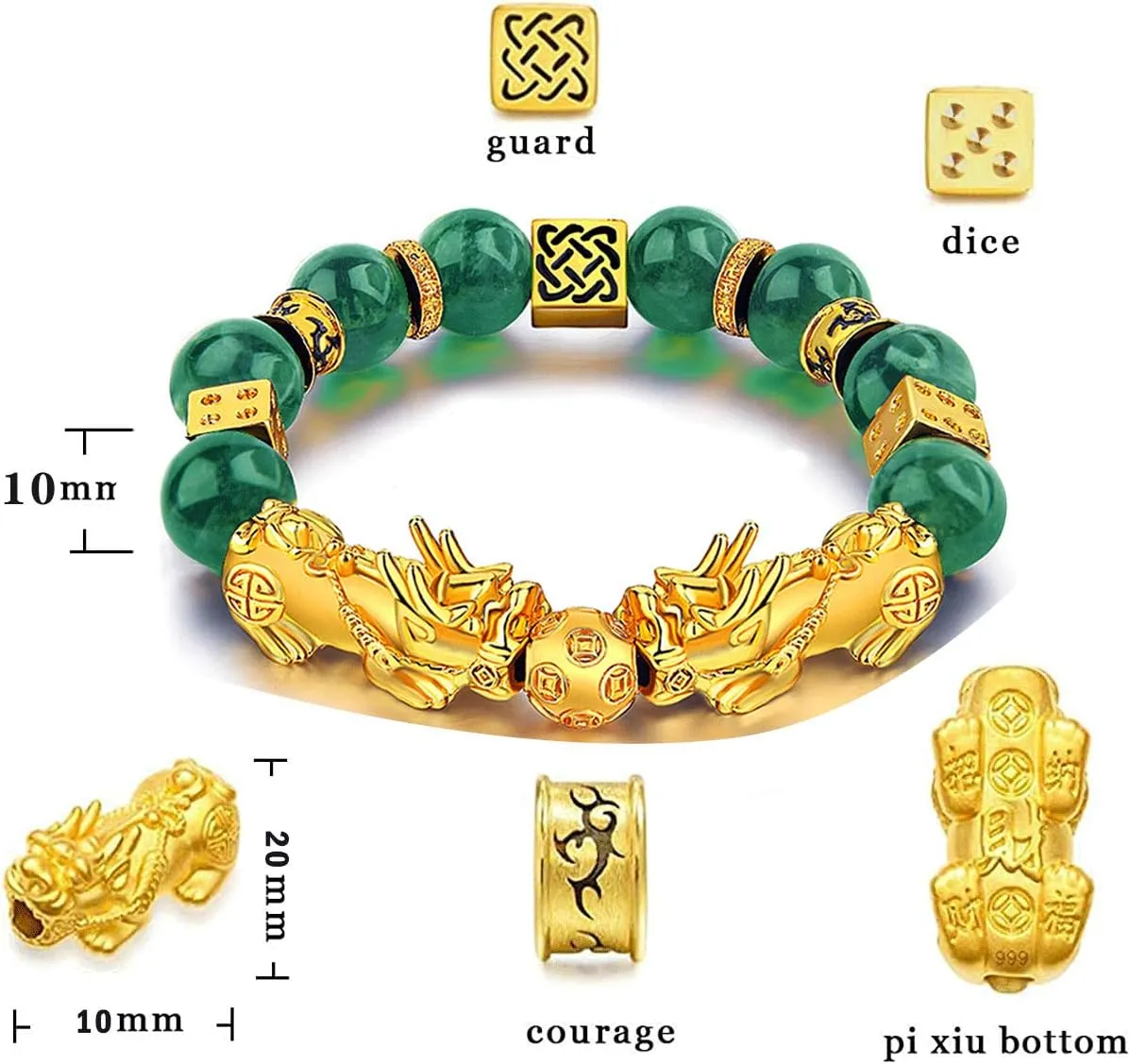 Feng Shui Bracelets for Women Men- 12mm Obsidian Aquamarine Wealth Success Pi Xiu Good Luck Bracelets Necklace Set, Christmas Birthday Gifts for Women Men