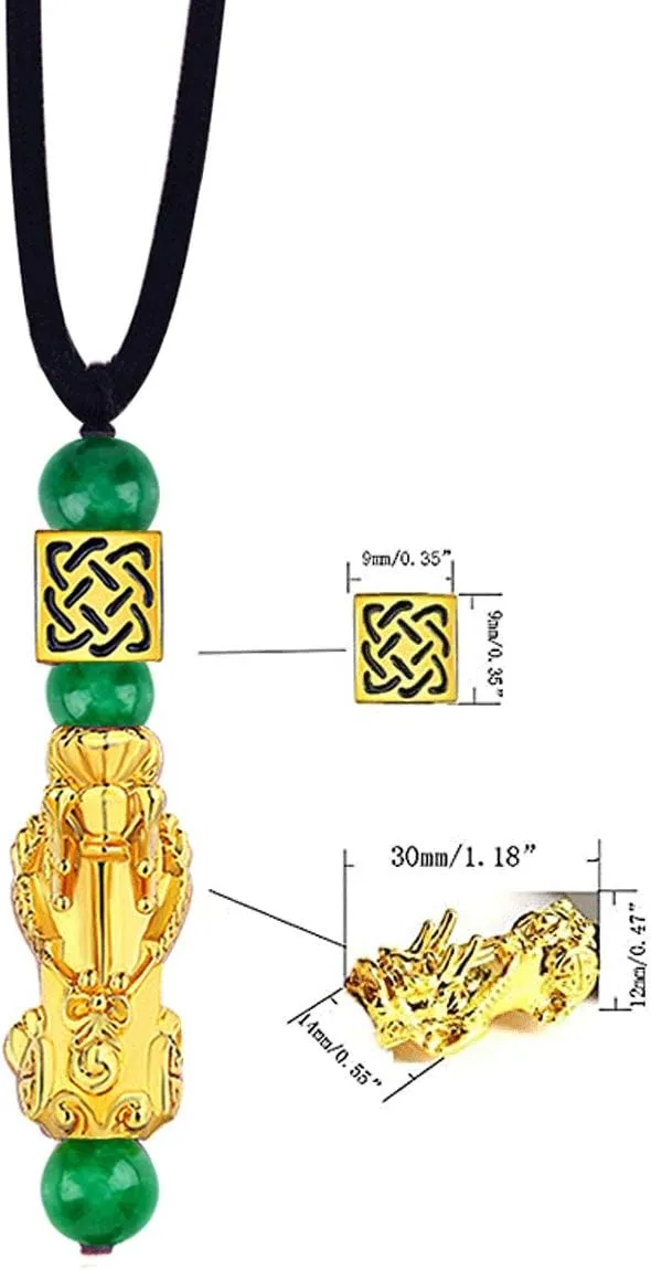Feng Shui Bracelets for Women Men- 12mm Obsidian Aquamarine Wealth Success Pi Xiu Good Luck Bracelets Necklace Set, Christmas Birthday Gifts for Women Men