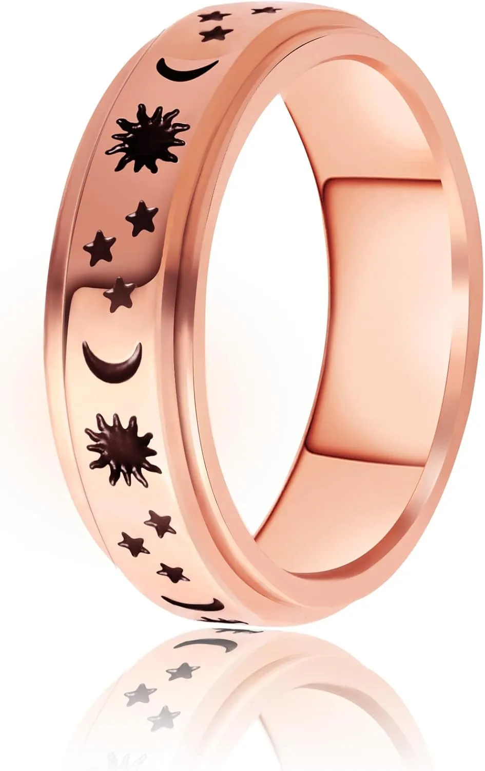 Fidget Spinner Ring For Anxiety Women | 6mm Stainless Steel Womens Spinner Rings Stress Relief Anxiety Ring for Ladies Gold/Rose Gold/Silver Color
