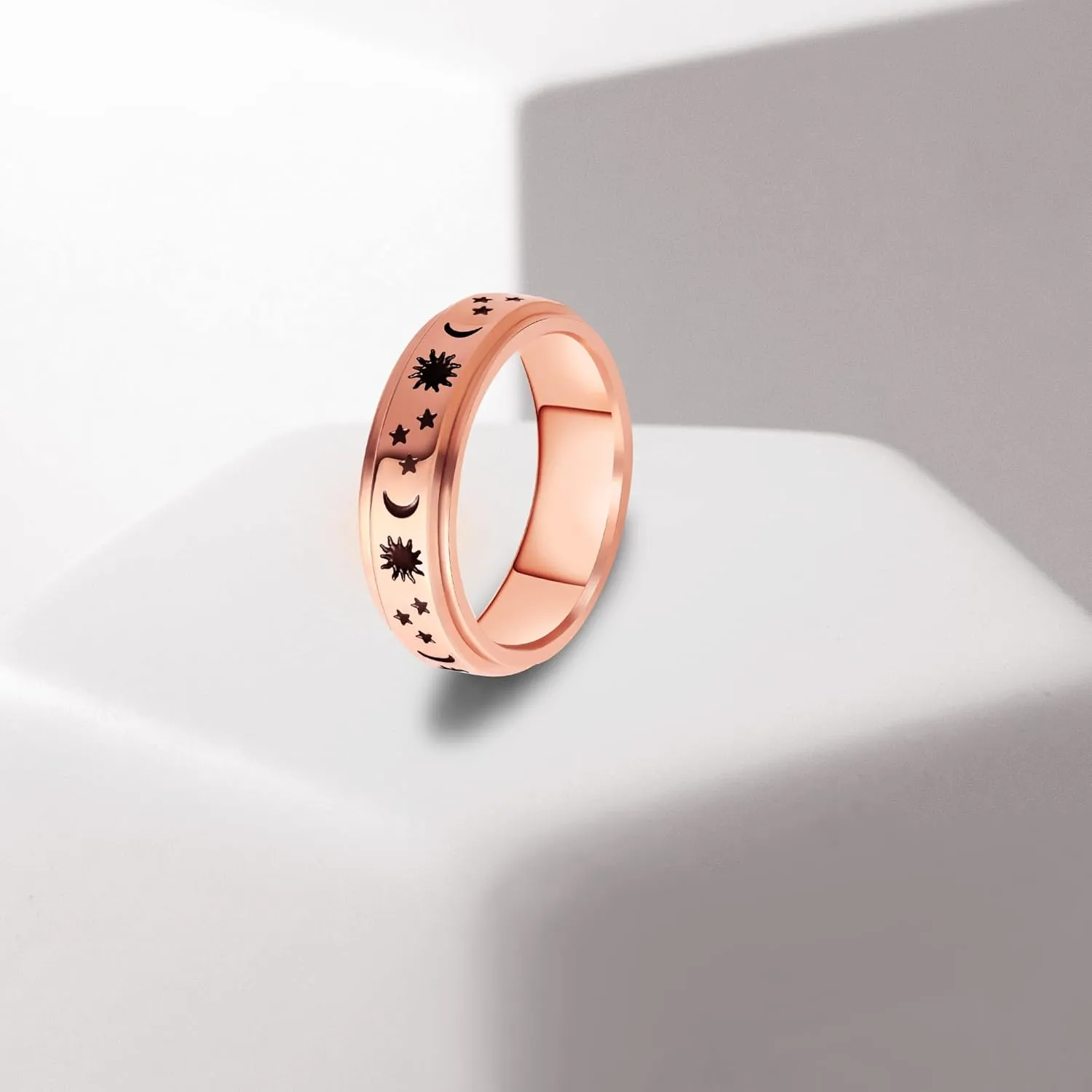 Fidget Spinner Ring For Anxiety Women | 6mm Stainless Steel Womens Spinner Rings Stress Relief Anxiety Ring for Ladies Gold/Rose Gold/Silver Color