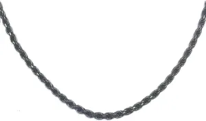Fine Sterling Silver Oxidized Antique Vintage 3mm Rope Chain Necklace