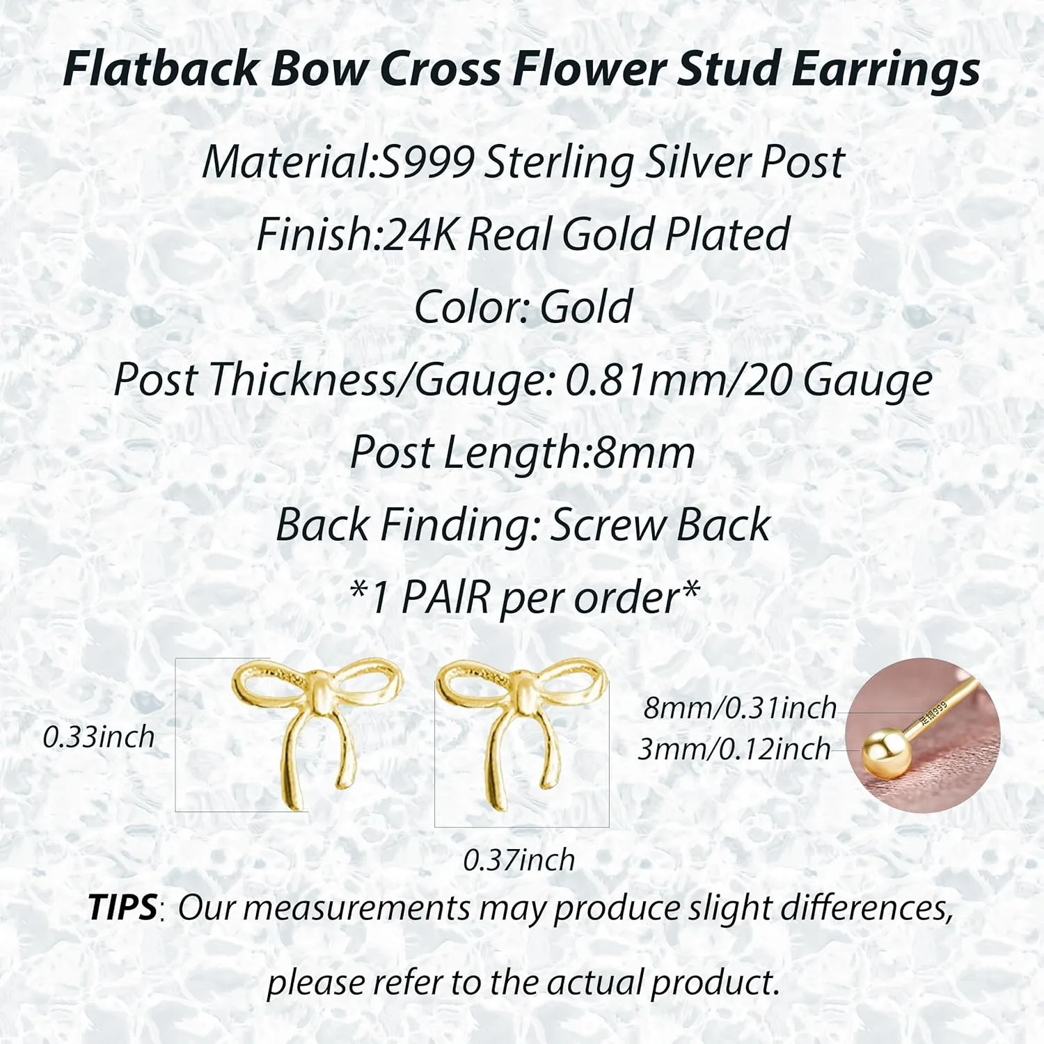 Flat Back Earrings for Women Flatback Bow Star Flower Stud Earrings Hypoallergenic Screw Back Earrings Tiny Small Tragus Cartilage Helix Piercing Jewelry for Sensitive Ears