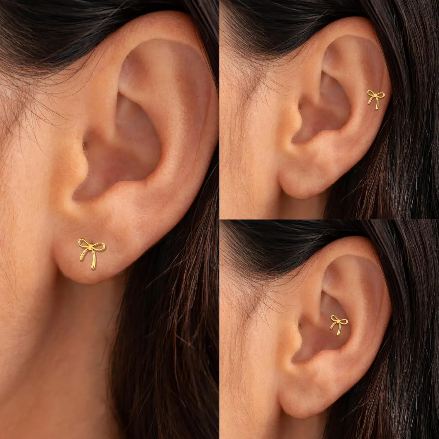 Flat Back Earrings for Women Flatback Bow Star Flower Stud Earrings Hypoallergenic Screw Back Earrings Tiny Small Tragus Cartilage Helix Piercing Jewelry for Sensitive Ears