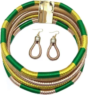 Fstrend Boho Tribal Layered Choker African Necklace Earrings Set