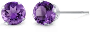 Gem Stone King 925 Sterling Silver Round 4MM Gemstone Birthstone Stud Earrings For Women Men | Fine Jewelry Gifts for Her Mom Women Wife