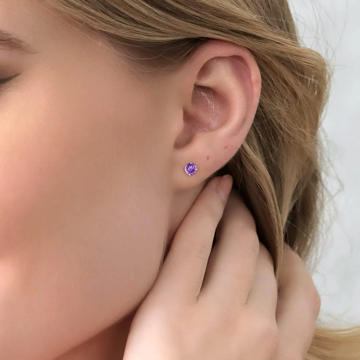 Gem Stone King 925 Sterling Silver Round 4MM Gemstone Birthstone Stud Earrings For Women Men | Fine Jewelry Gifts for Her Mom Women Wife