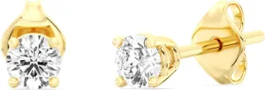 Gilded Lab-Grown Diamond Stud Earrings for Women, Round Cut, 4-Prong, Push Back, 925 Sterling Silver or Gold-Plated, F Color SI1