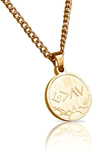 God Is Greater Than The Highs and Lows Pendant With Chain Necklace - 14K Gold Plated Stainless Steel