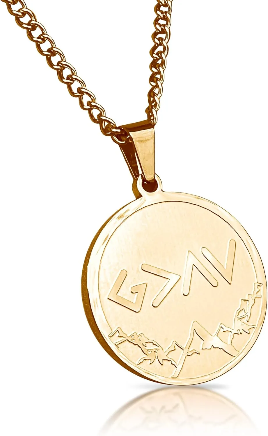 God Is Greater Than The Highs and Lows Pendant With Chain Necklace - 14K Gold Plated Stainless Steel