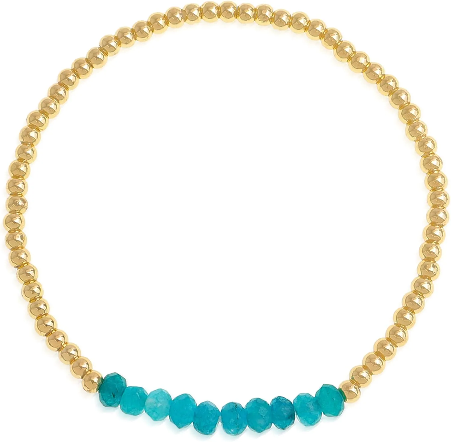 Gold Beaded Gemstone Bracelets for Women, Boho Handmade Natural Stones Stretch Stackable Bracelet Prom Jewelry Gift.