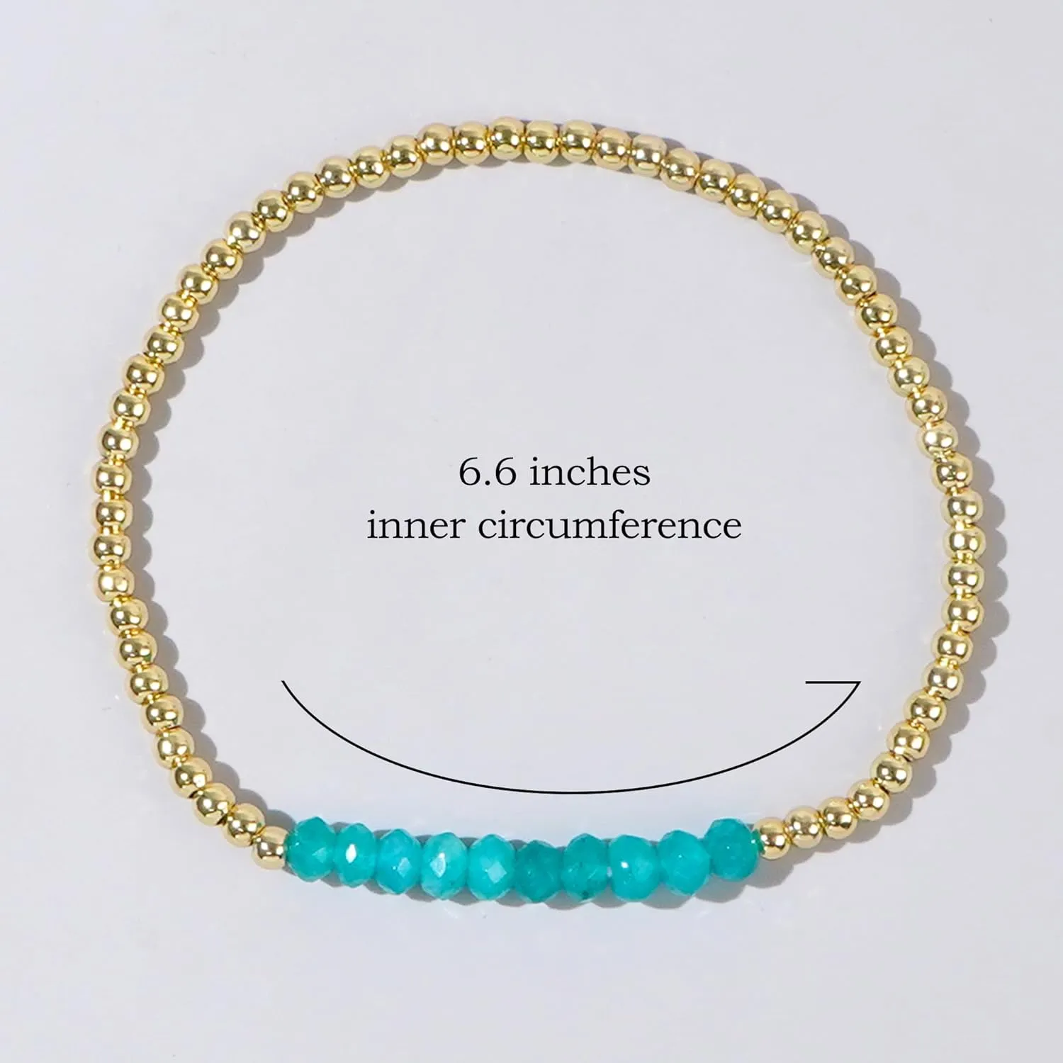 Gold Beaded Gemstone Bracelets for Women, Boho Handmade Natural Stones Stretch Stackable Bracelet Prom Jewelry Gift.