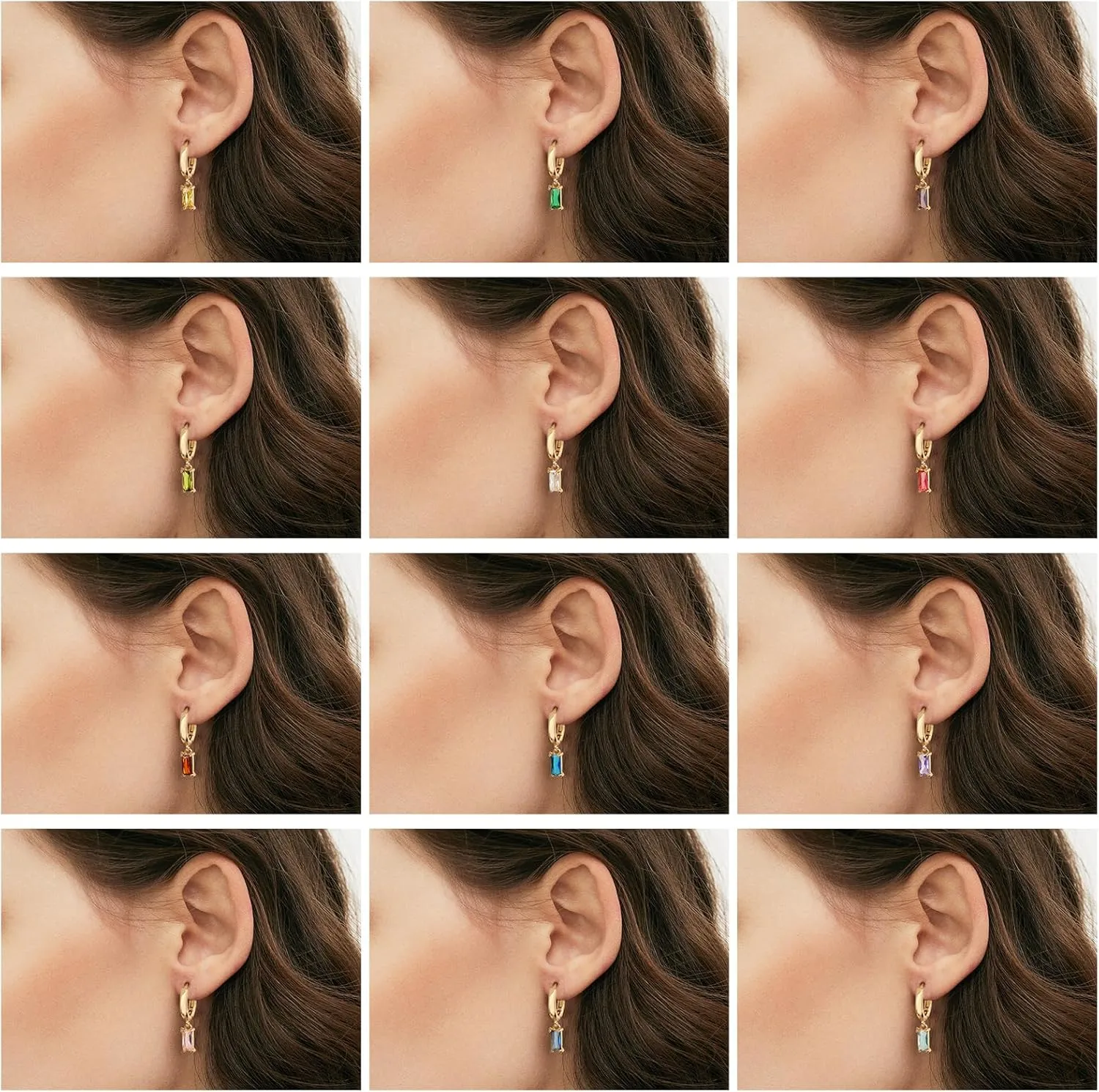 Gold Birthstone Earrings for Women Green Emerald Earrings for Women - 18K Gold Plated Hypoallergenic Earrings for Women - Huggie Hoop Earring with Crystal Dangle for Birthday Everyday Wear