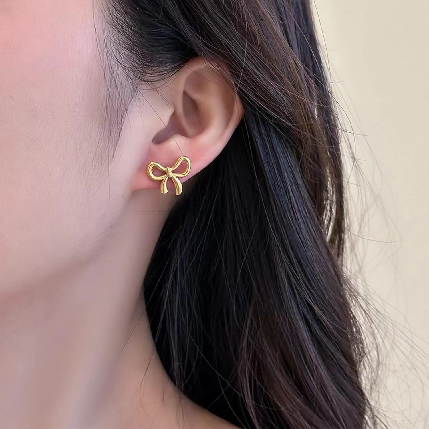 Gold Bow Earrings for Women 14K Gold Plated Silver Bow Stud Earrings Small Bow Earrings for Women Bow Jewelry