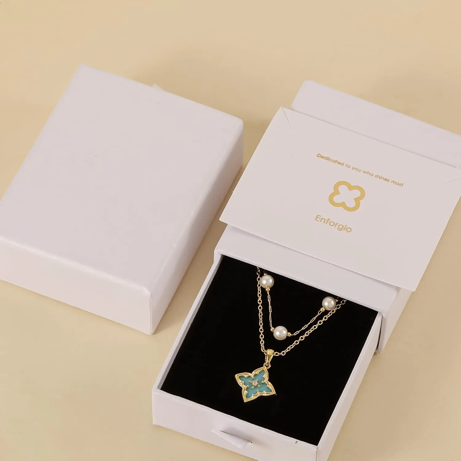 Gold Clover Necklace & Glass Bead Chain Jewelry Set Dainty 14K Gold Plated Pendant Necklace Adjustable Choker Charm Colorful Clover Pendant Lucky Necklaces for Women.
