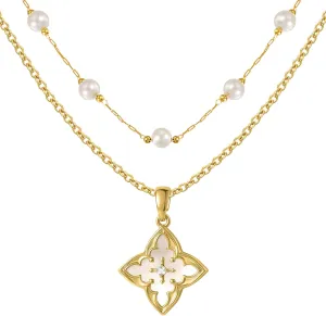 Gold Clover Necklace & Glass Bead Chain Jewelry Set Dainty 14K Gold Plated Pendant Necklace Adjustable Choker Charm Colorful Clover Pendant Lucky Necklaces for Women.