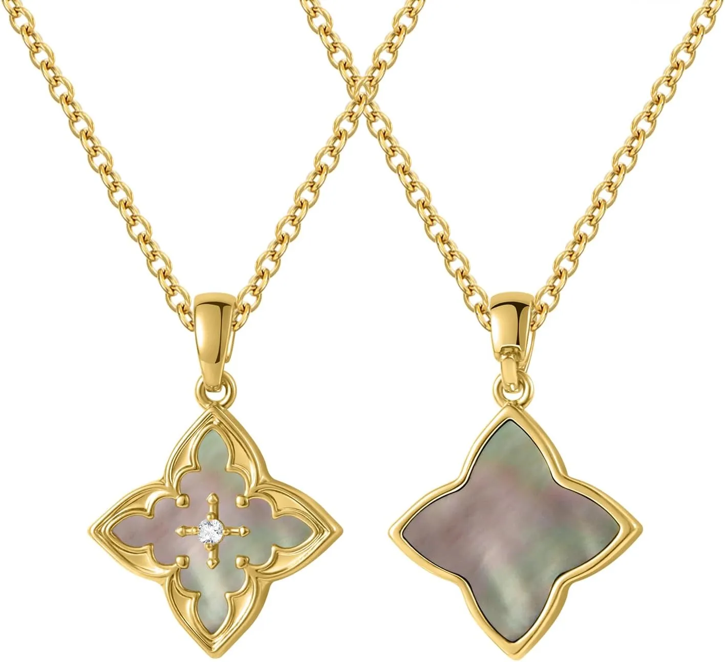 Gold Clover Necklace & Glass Bead Chain Jewelry Set Dainty 14K Gold Plated Pendant Necklace Adjustable Choker Charm Colorful Clover Pendant Lucky Necklaces for Women.