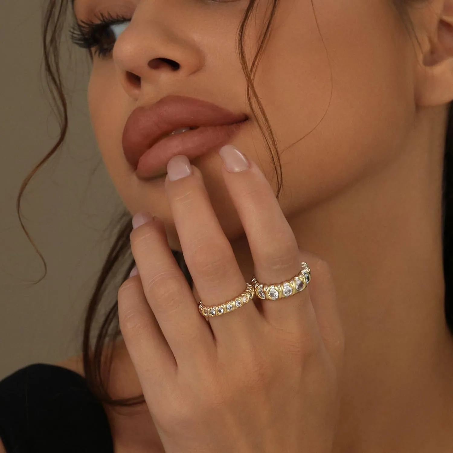 Gold CZ Wedding Band Rings For Women, Cubic Zirconia Rings For Women, Simulated Diamond Stackable Love Pave Rings Two Tone Tennis Ring Womens Ring