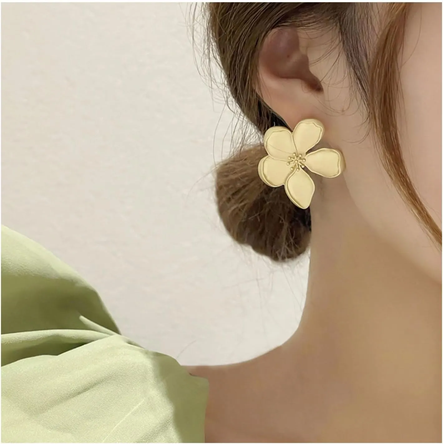 Gold Flower Earrings for Women Large Flower Stud Earrings Gold Statement Earrings Chunky Floral Earrings Women Jewelry Gift