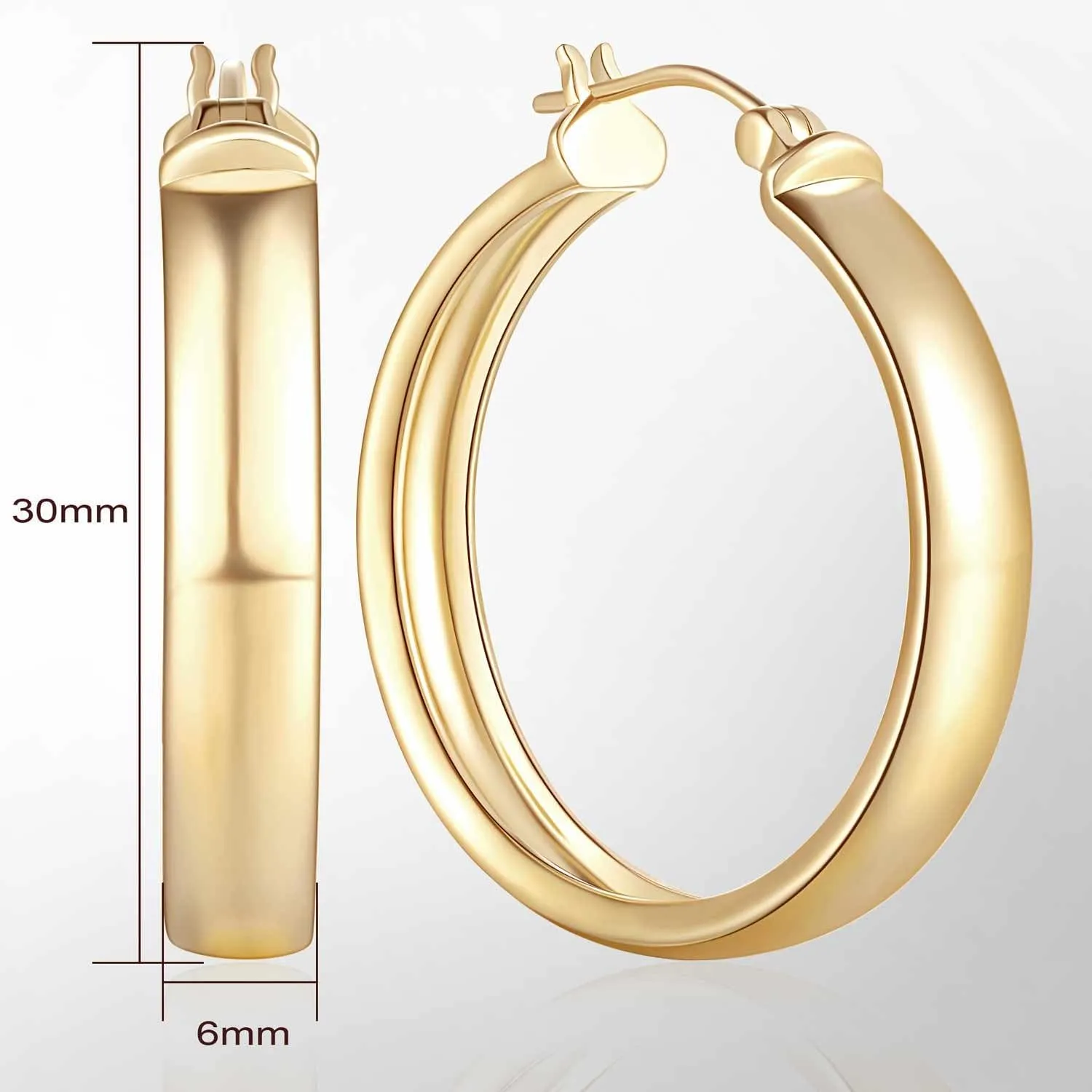 Gold Hoop Earrings for Women 14K Gold Hoop Earrings for Women Large Minimalist Womens Earring Hoops 25 MM / 30 MM